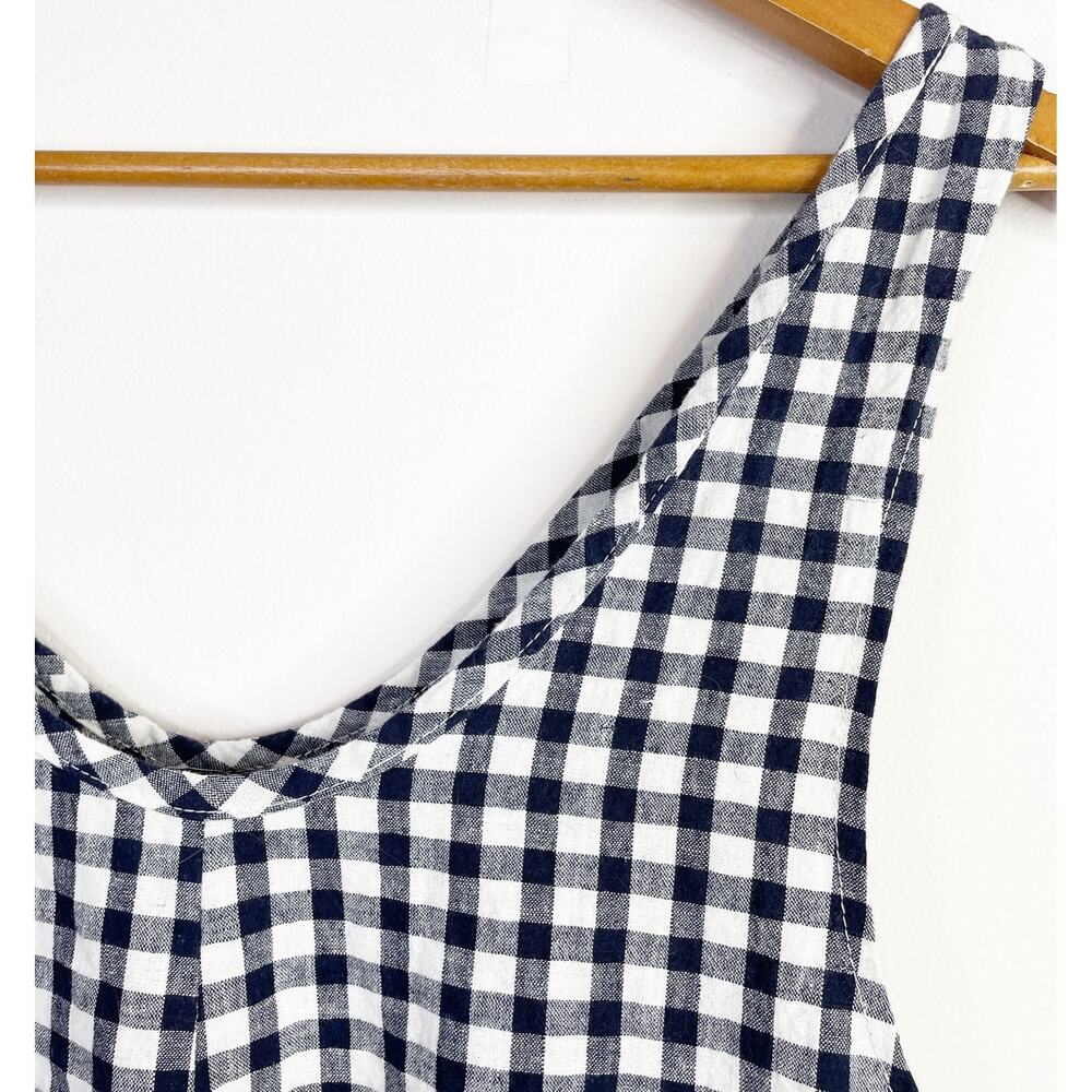 Nettle Studios Everyday Overalls Jumpsuit Navy Blue Gingham Check Cropped M - Picture 9 of 11